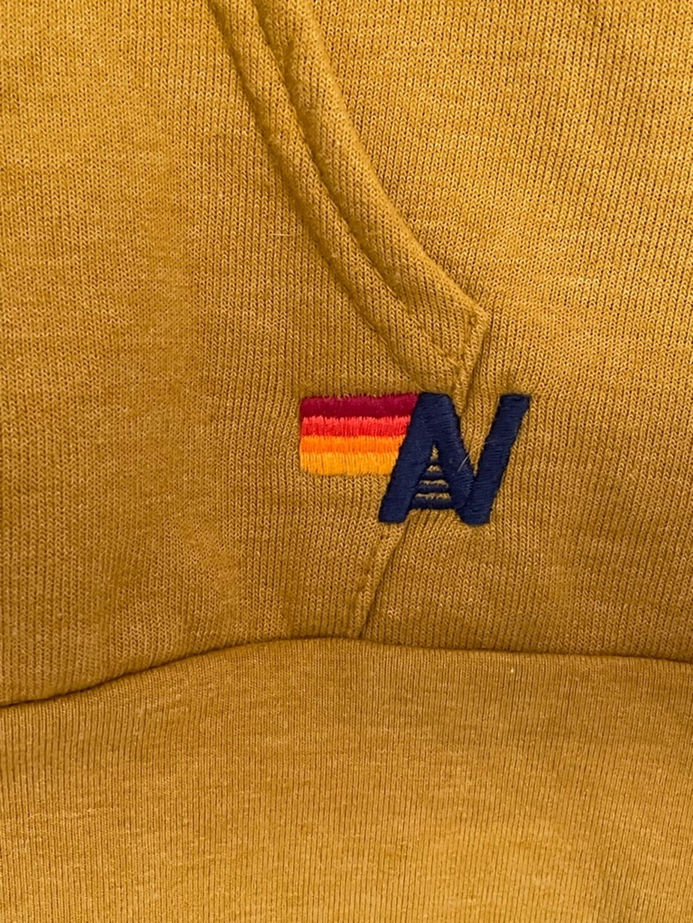 Aviator Nation 5 Striped Hoodie Sz L Mustard Yellow Full Zip Pockets Jacket - Picture 5 of 10